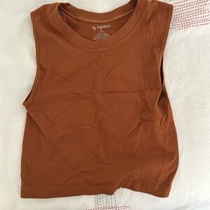 Rust colored spandex crop top